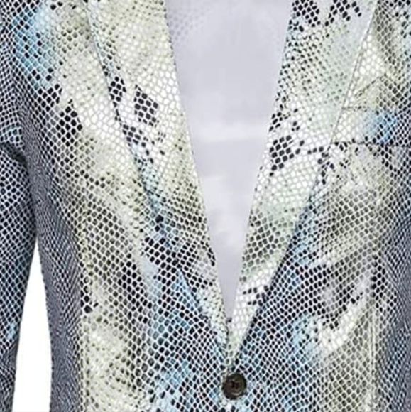 ❤️NWT Animal print Silver one bottom Blazer Jacket. Men. L. - Picture 5 of 7